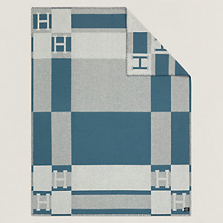 Avalon Bayadere blanket - Blue | Hermès USA